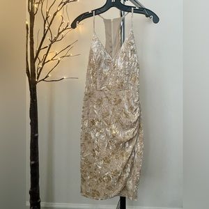 Velvet Gold Rose Dress